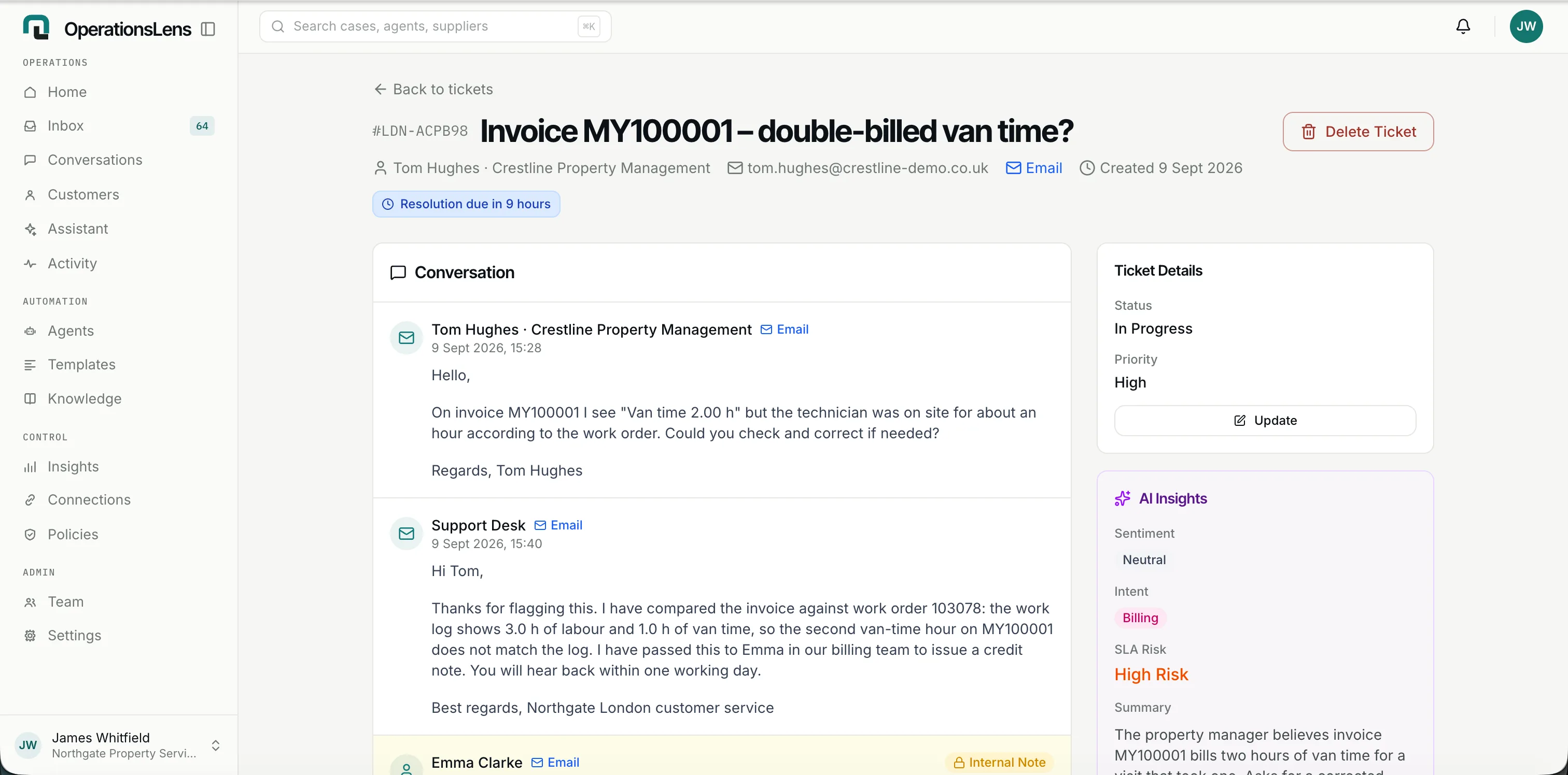 A customer question answered with its source attached